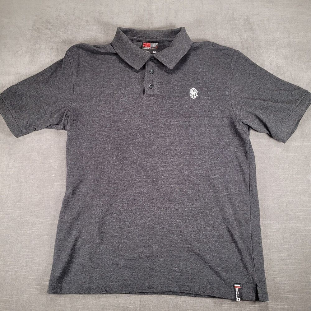 Southpole Vintage Gray Polo Shirt Mens Size XL‎ Logo Short Sleeve Cotton Blend